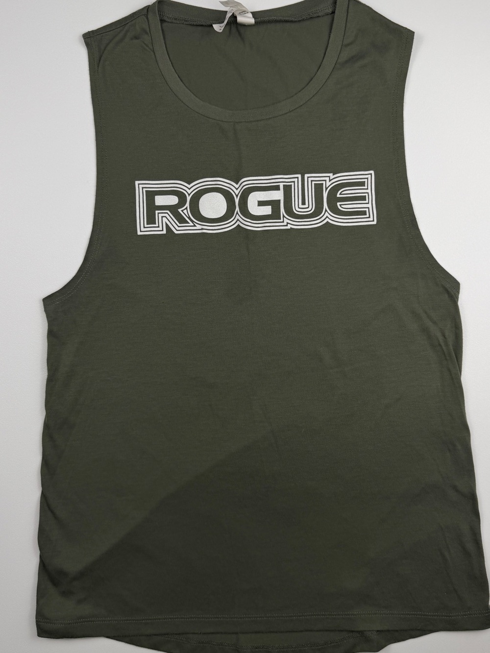 Rogue Olive Green Muscle Tee with White Logo